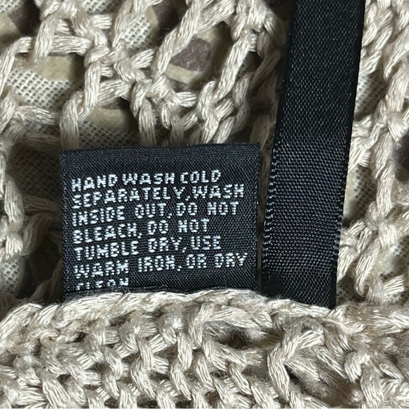 đť…şLovestitch draped cowl neck open cardigan beige crochet knit Size S - Picture 15 of 16